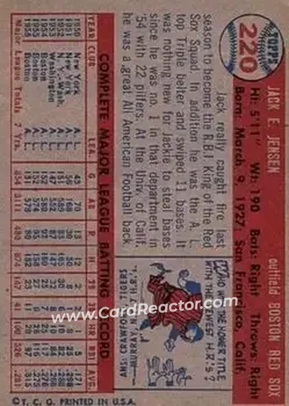 Back of Jackie Jensen
