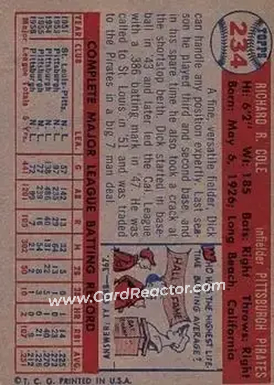 Back of Dick Cole