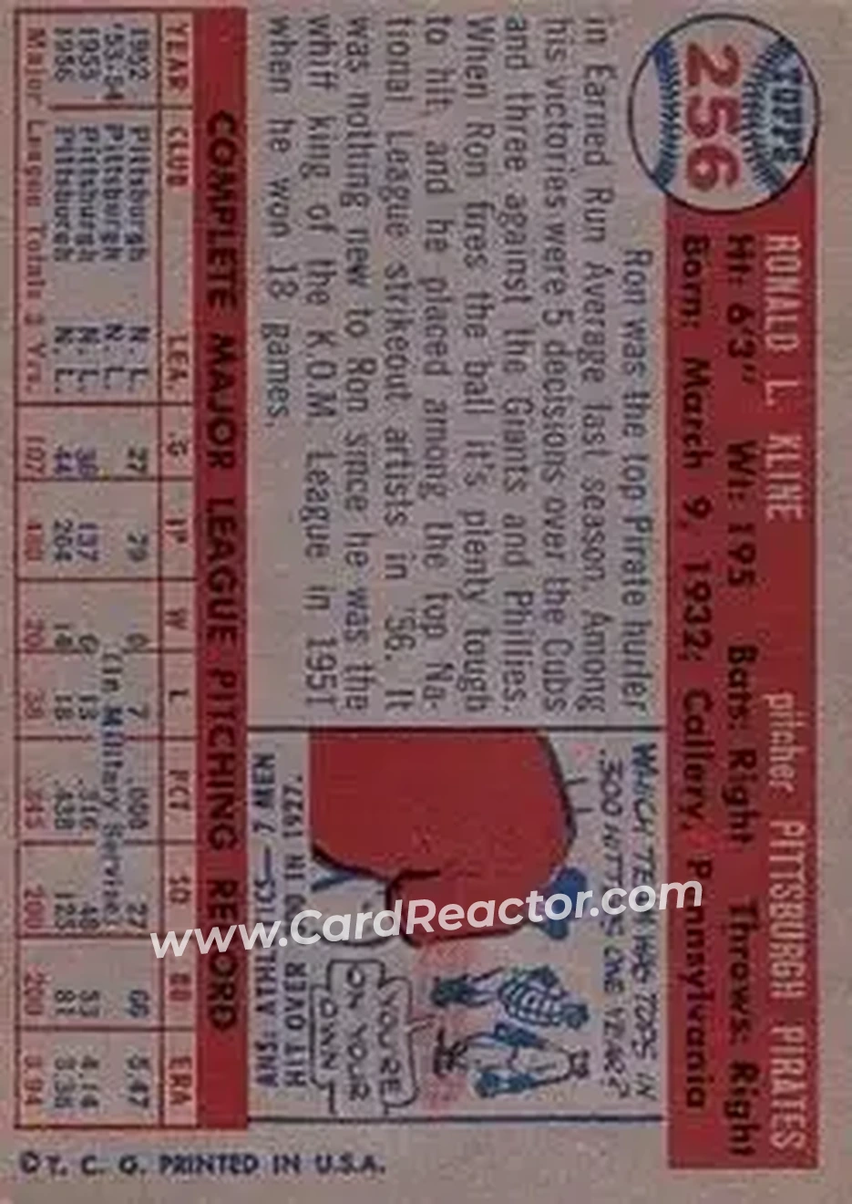 Back of Ronnie Kline