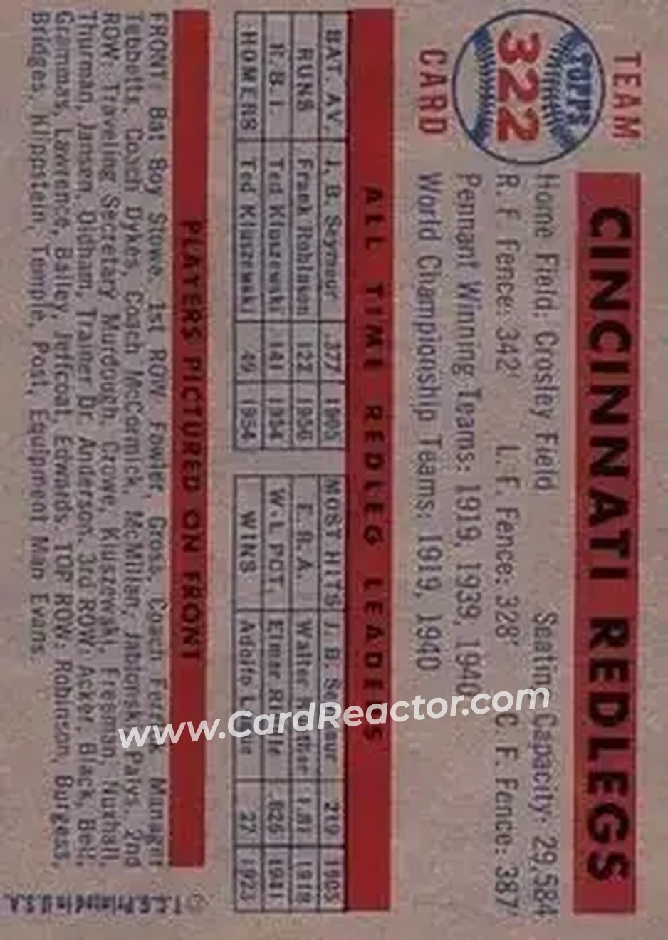 Back of Card #322