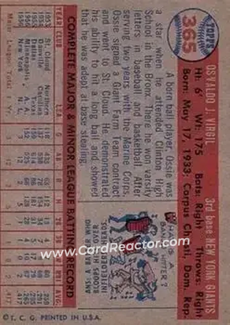 Back of Ossie Virgil