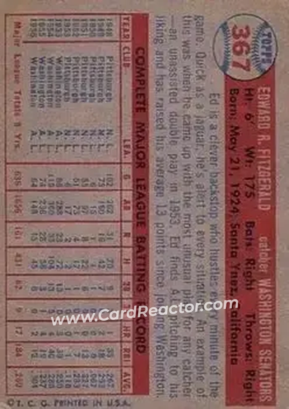 Back of Eddy FitzGerald