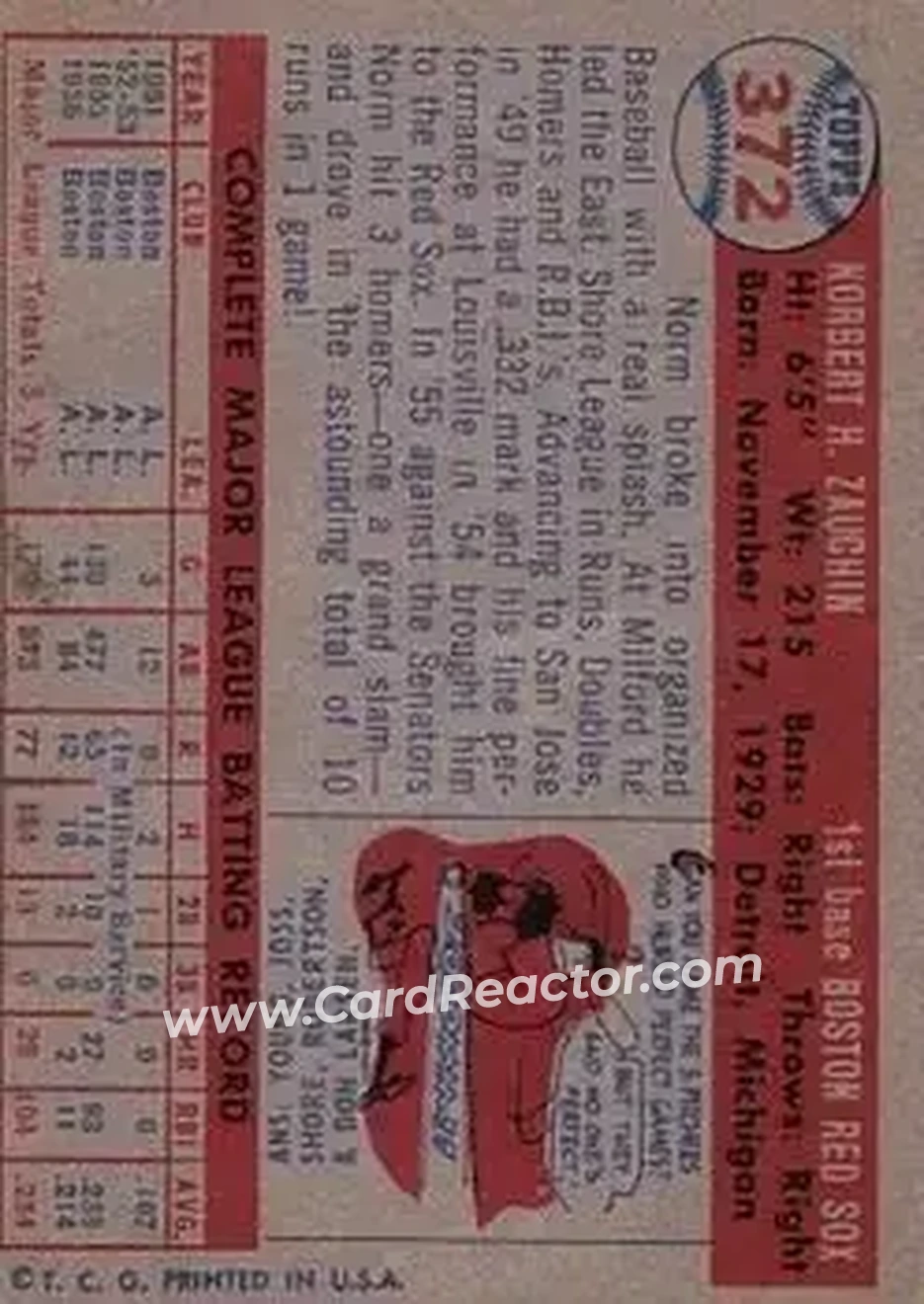 Back of Norm Zauchin
