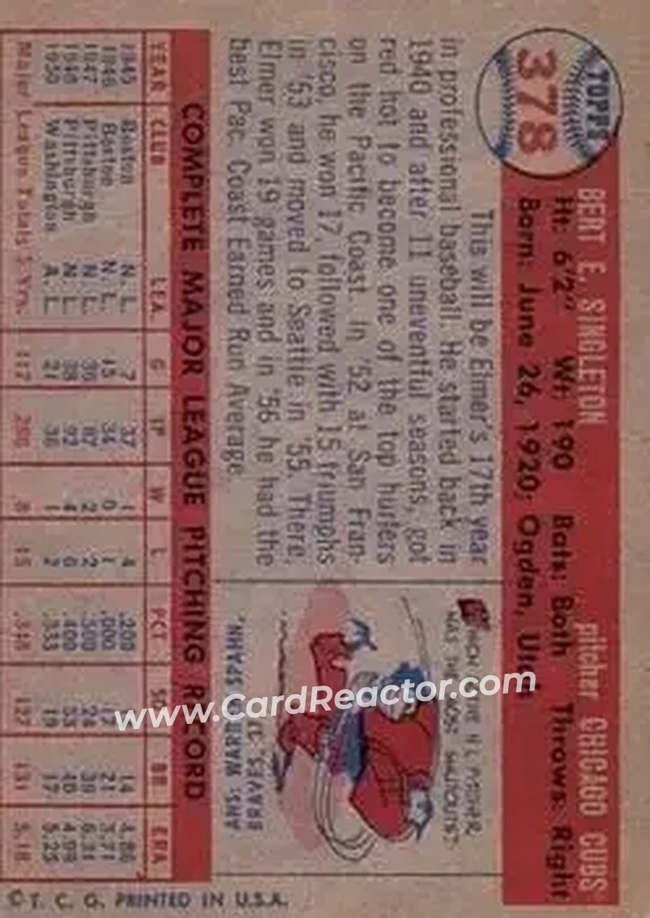 Back of Elmer Singleton