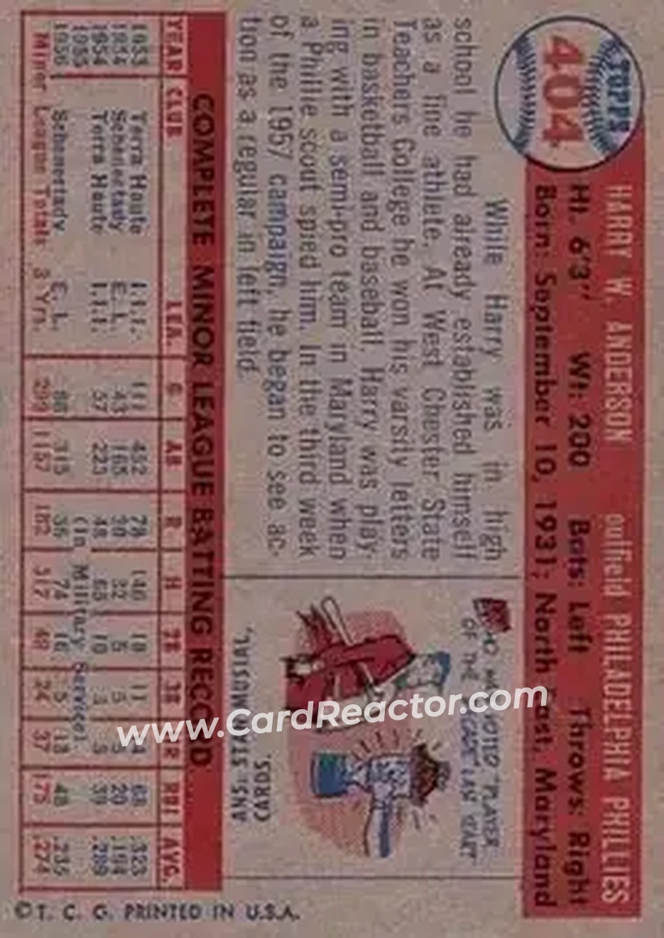 Back of Harry Anderson