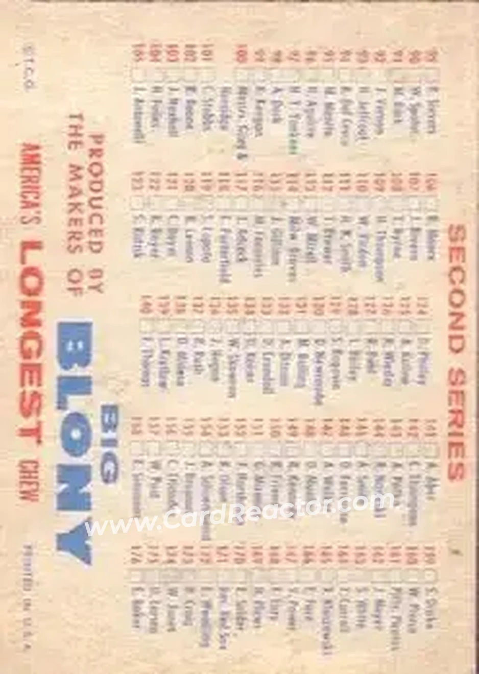 Back of Card #NNO