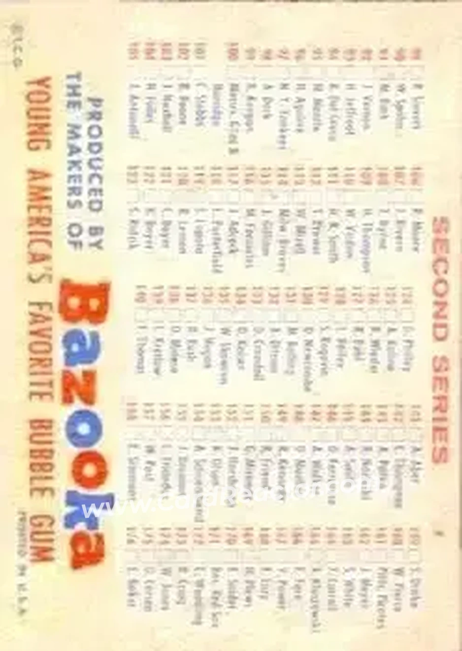 Back of Card #NNO