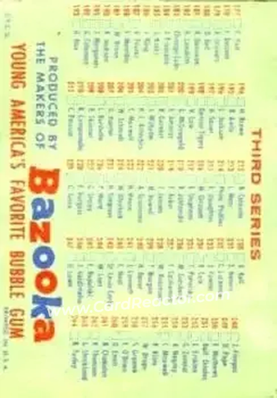 Back of Card #NNO