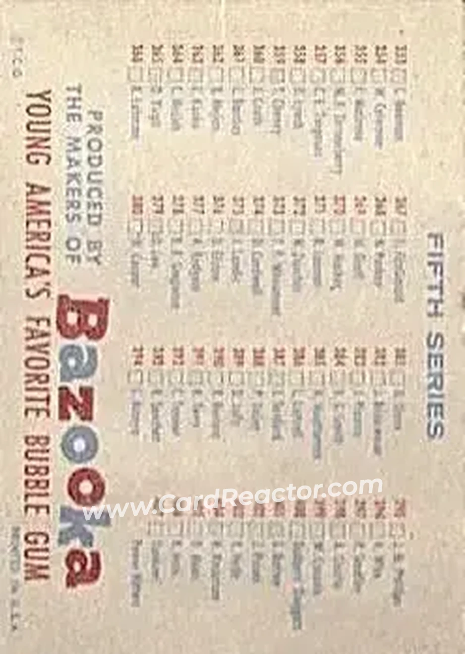 Back of Card #NNO