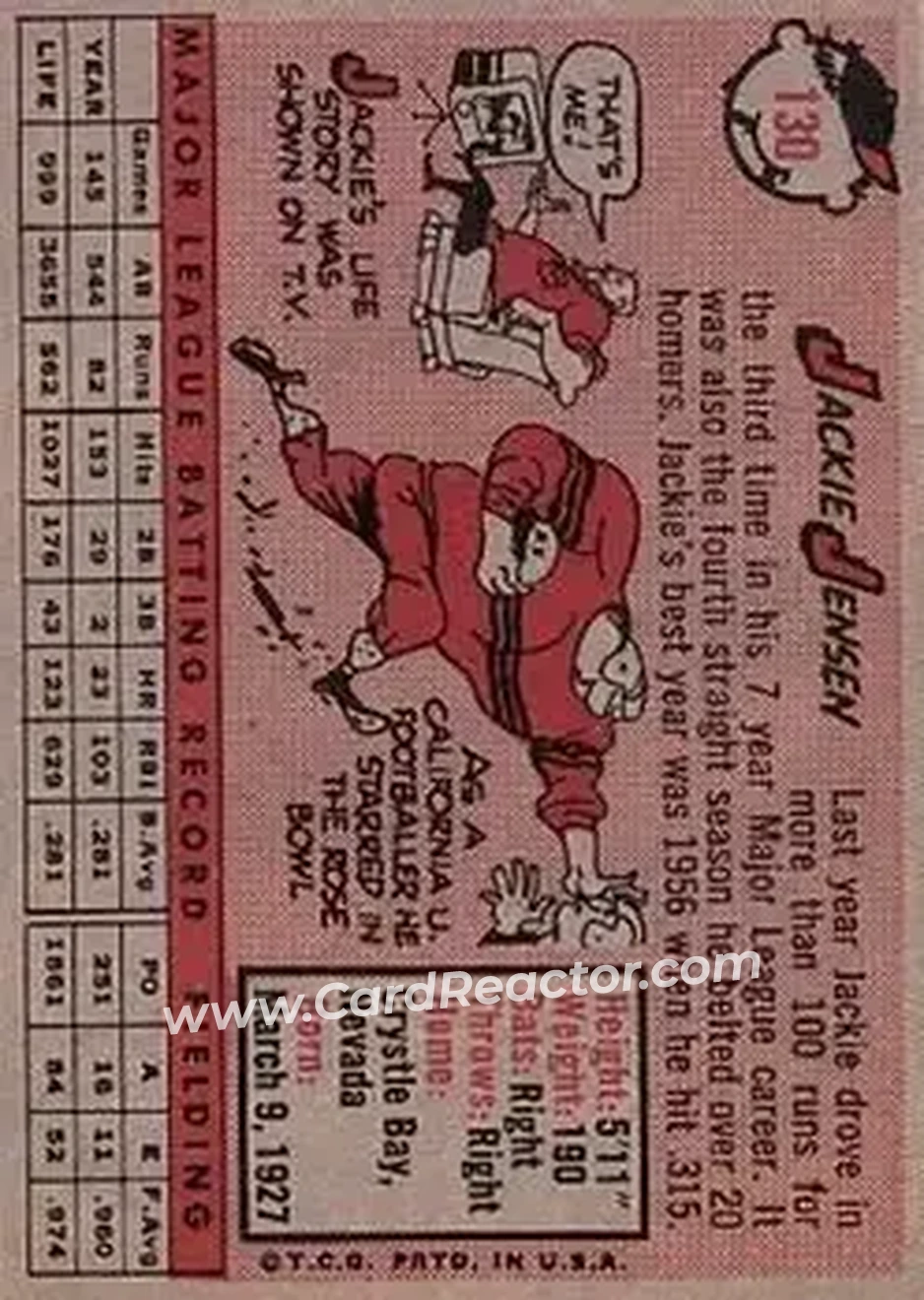 Back of Jackie Jensen