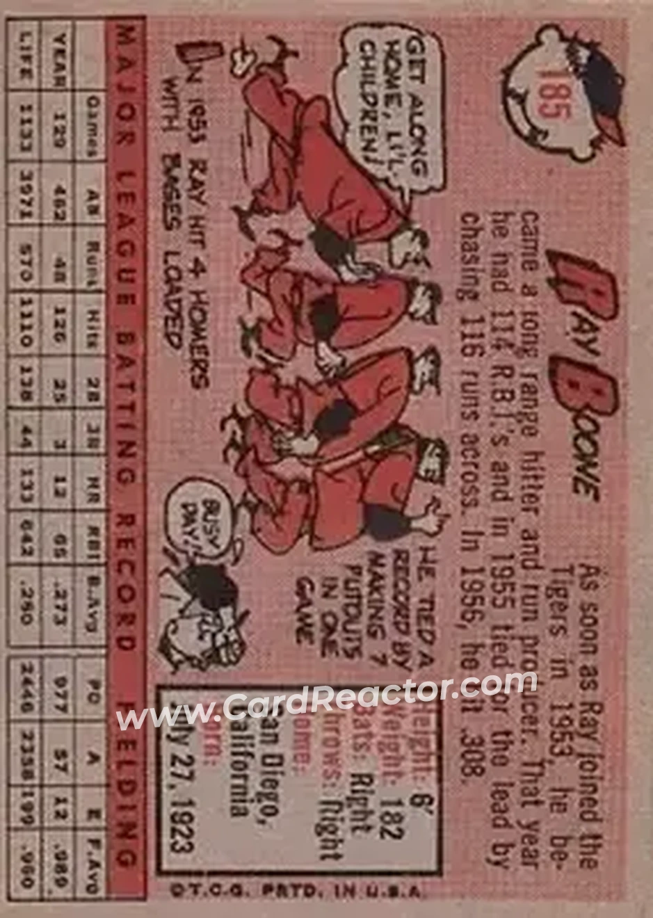 Back of Ray Boone