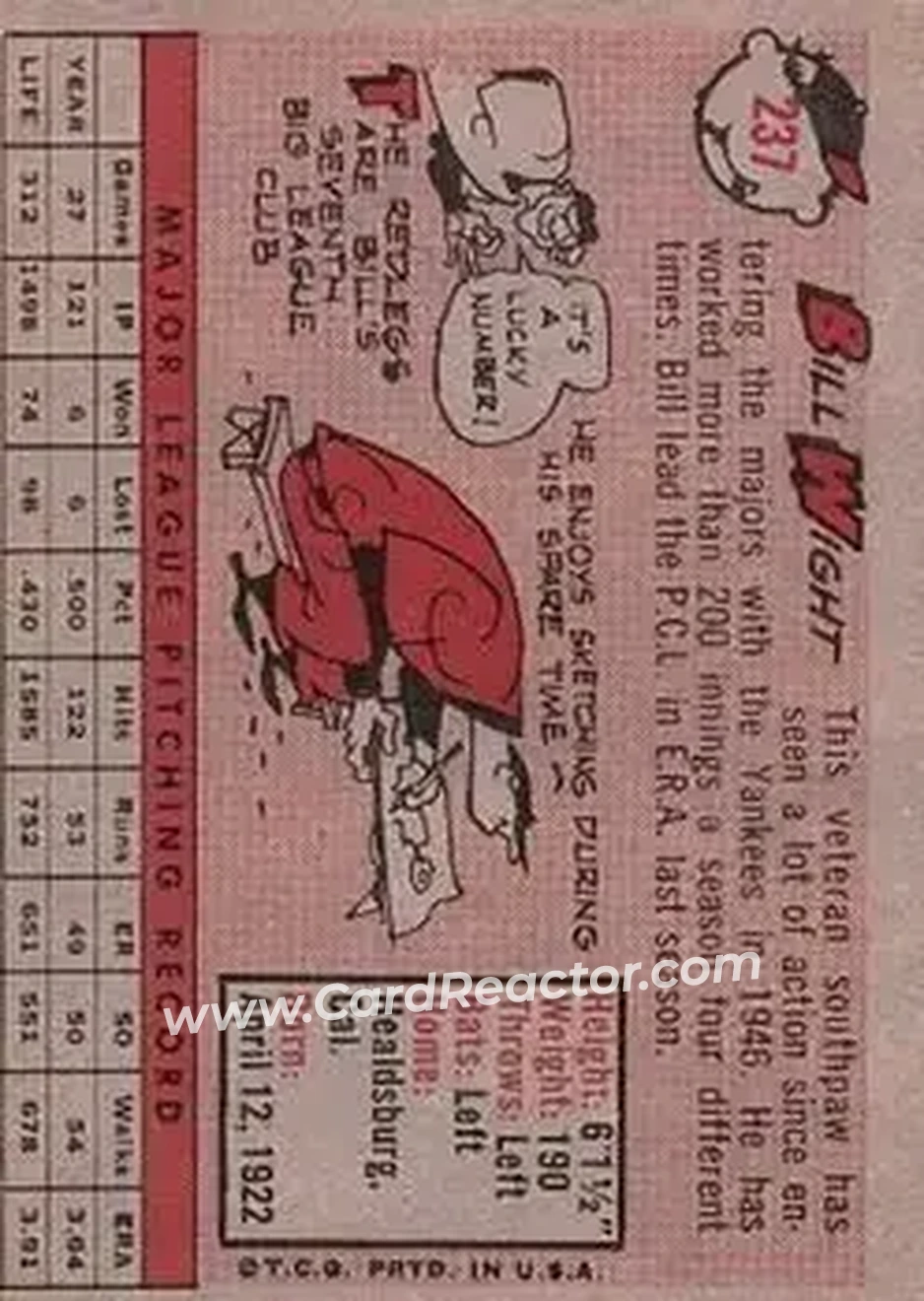 Back of Bill Wight