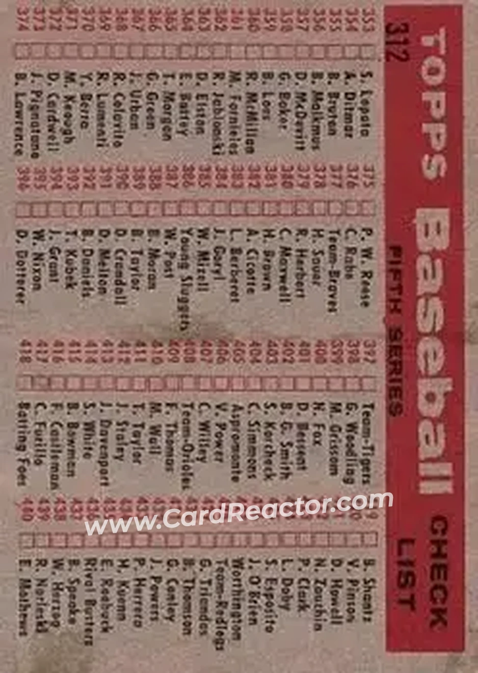 Back of Card #312