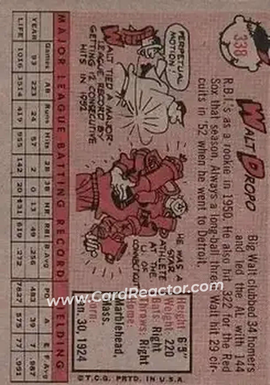 Back of Walt Dropo