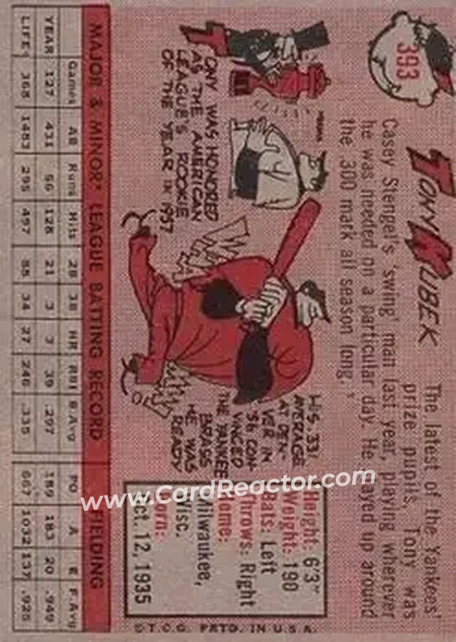 Back of Tony Kubek