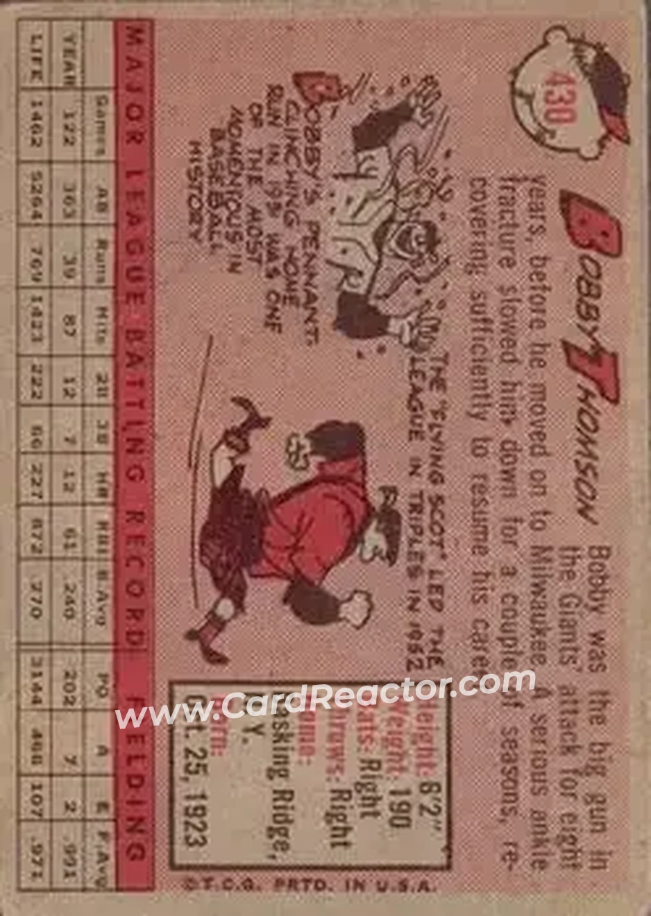 Back of Bobby Thomson