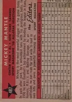 Back of Mickey Mantle