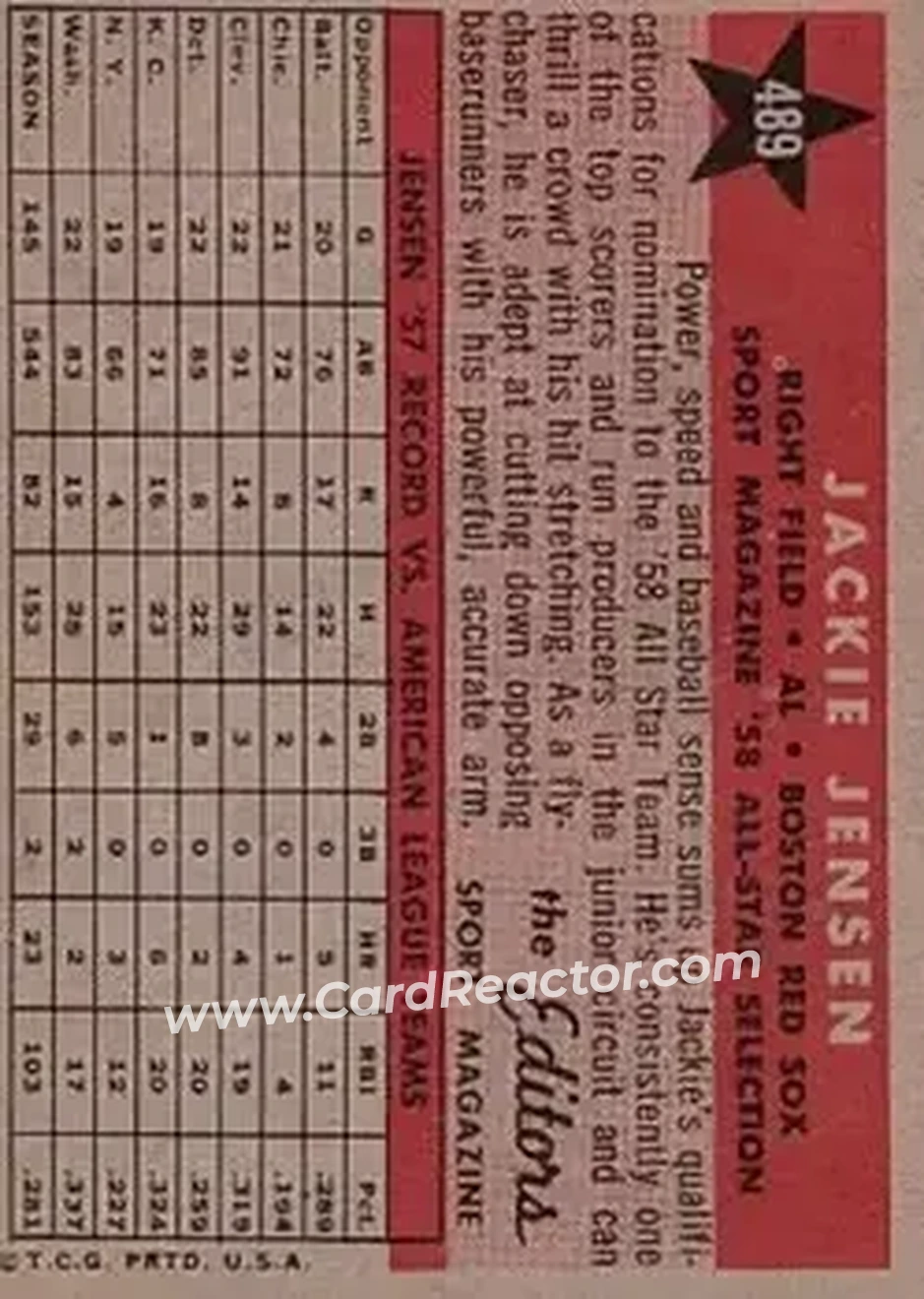 Back of Jackie Jensen