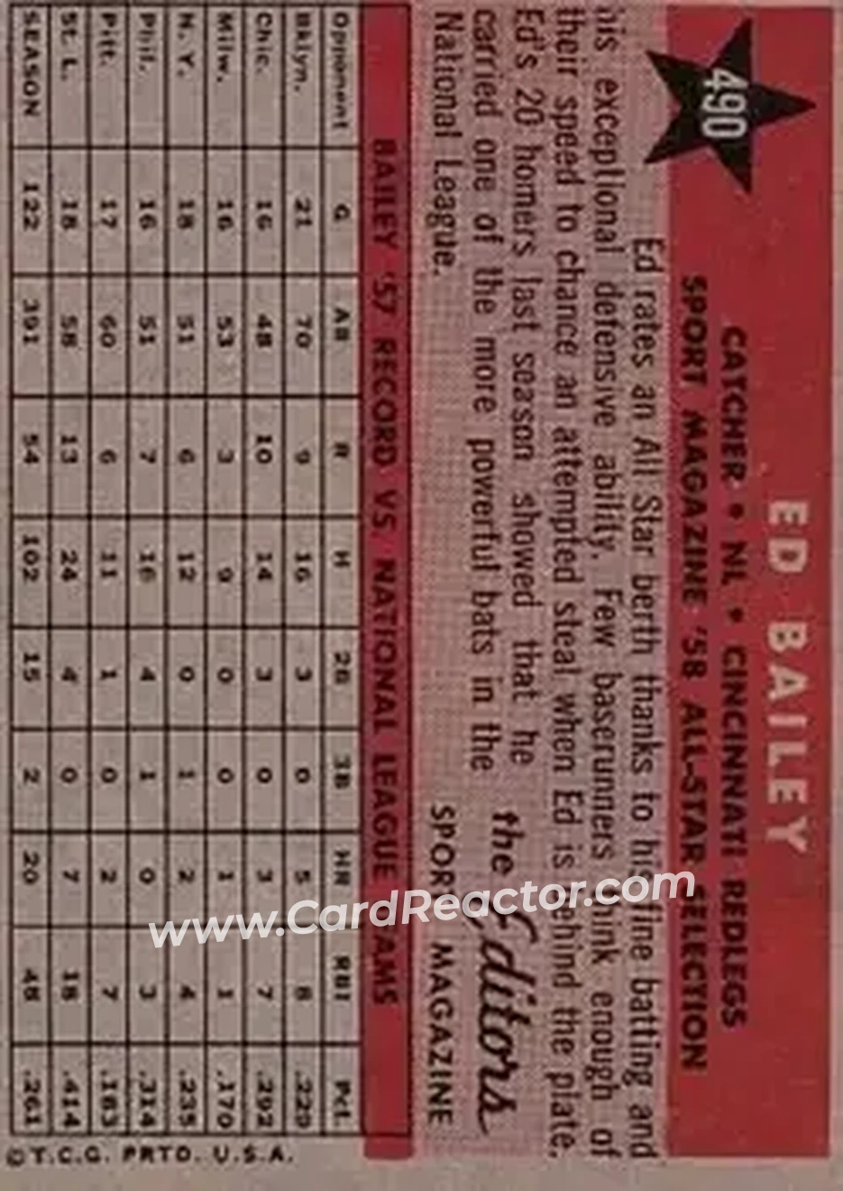 Back of Ed Bailey