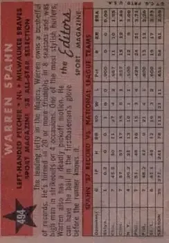 Back of Warren Spahn