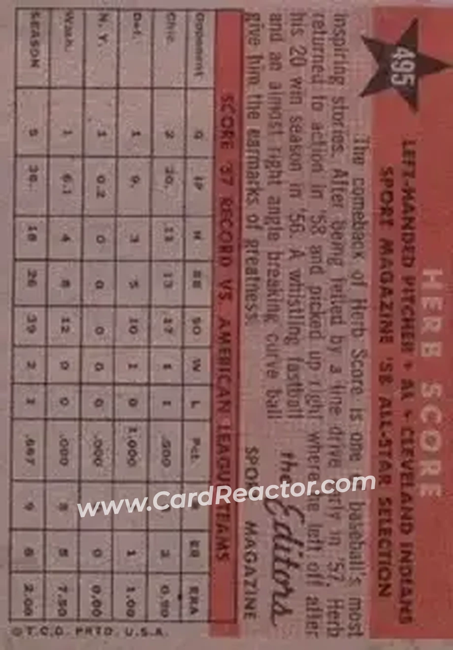 Back of Herb Score