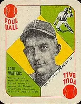 1951 Topps Blue Backs #51 Eddie Waitkus