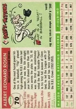 Back of Al "Flip" Rosen