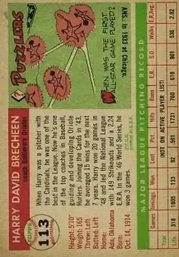 Back of Harry Brecheen