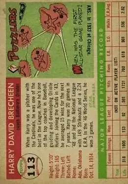 Back of Harry Brecheen