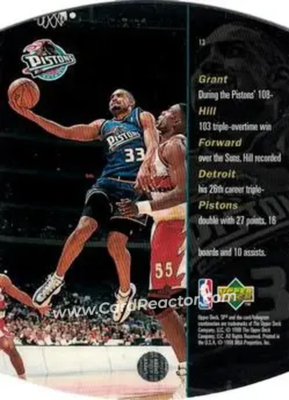 1997-98 SPx Basketball - Gold #13 - Grant Hill - Detroit Pistons - Back