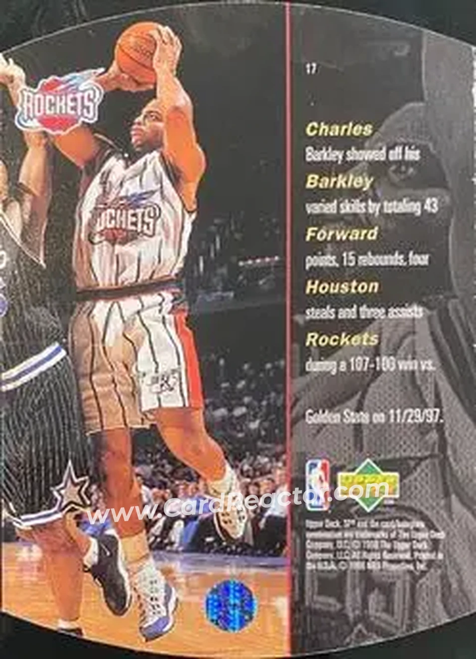 1997-98 SPx Basketball - Gold #17 - Charles Barkley - Houston Rockets - Back