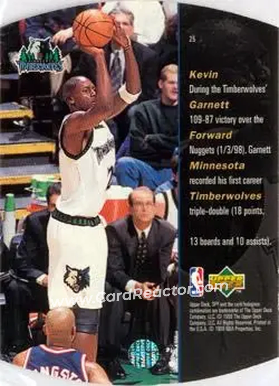 1997-98 SPx Basketball - Gold #25 - Kevin Garnett - Minnesota Timberwolves - Back