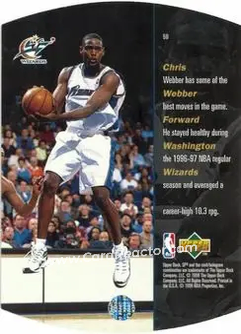 1997-98 SPx Basketball - Gold #50 - Chris Webber - Washington Wizards - Back