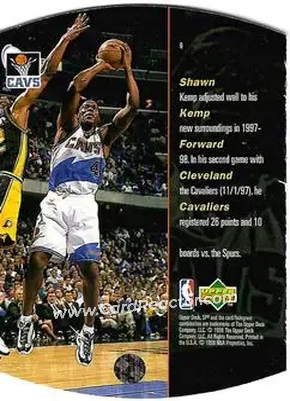1997-98 SPx Basketball - Silver #9 - Shawn Kemp - Cleveland Cavaliers - Back