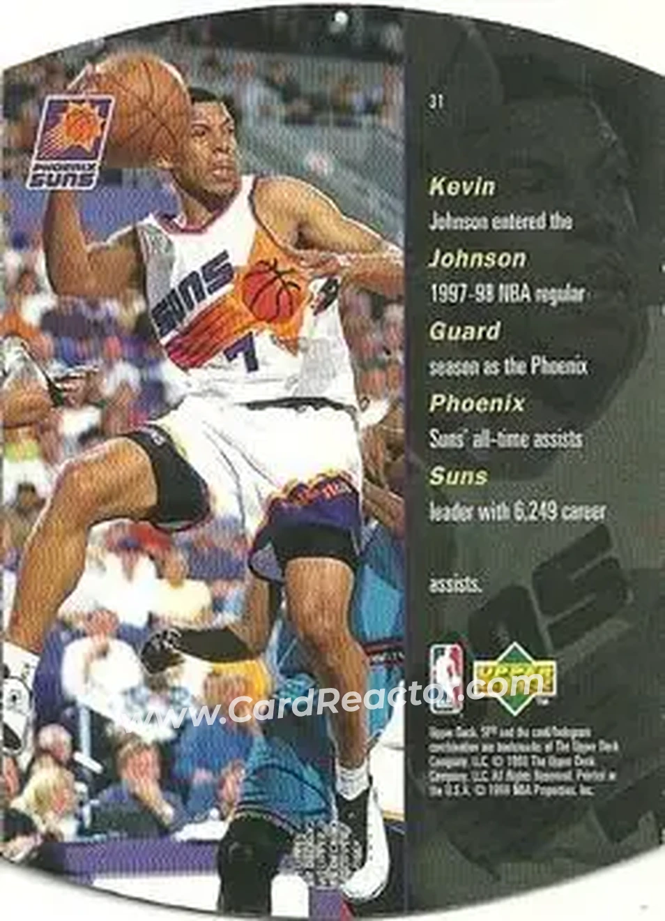 1997-98 SPx Basketball - Silver #31 - Kevin Johnson - Phoenix Suns - Back