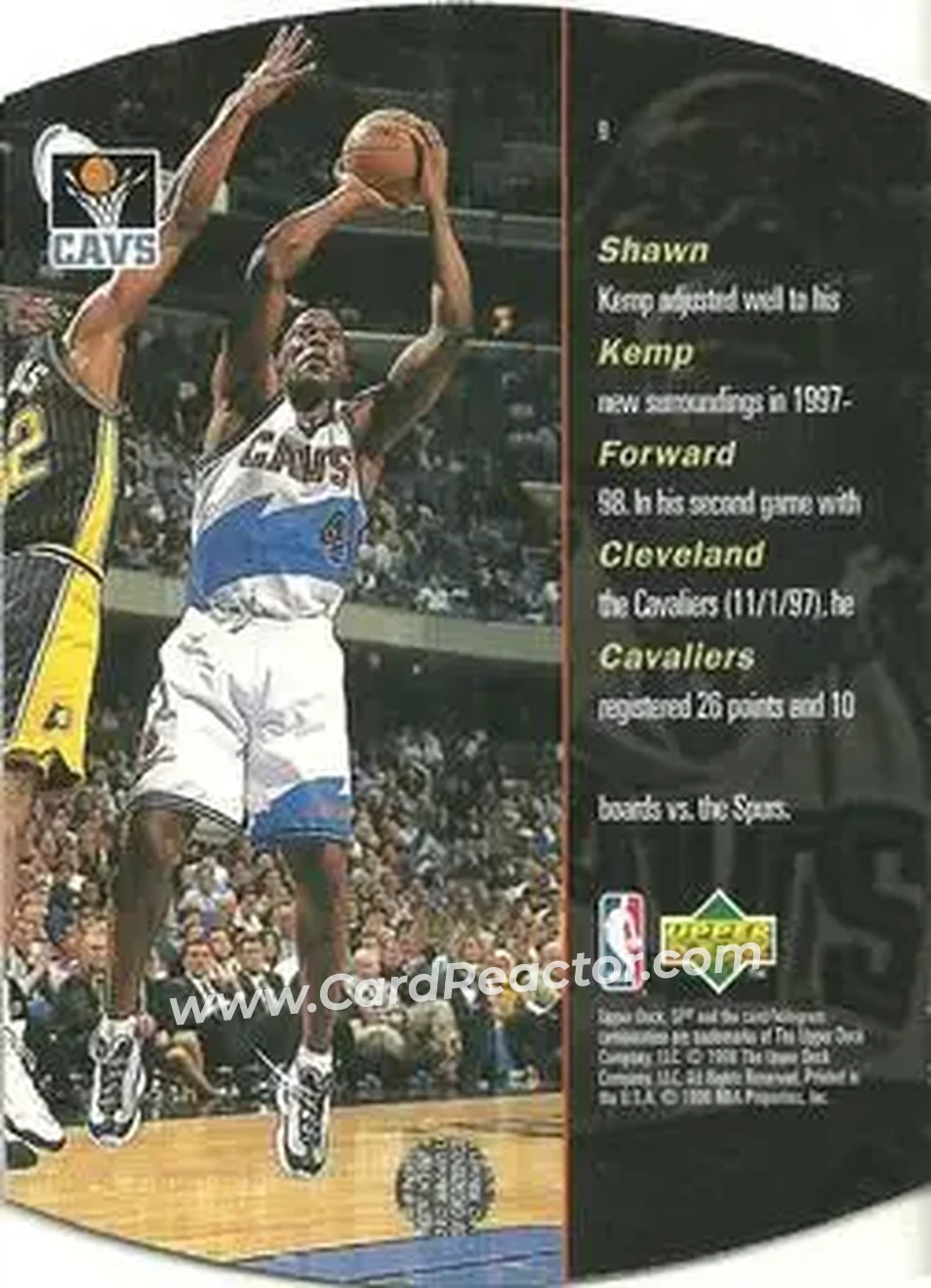 1997-98 SPx Basketball - Sky #9 - Shawn Kemp - Cleveland Cavaliers - Back