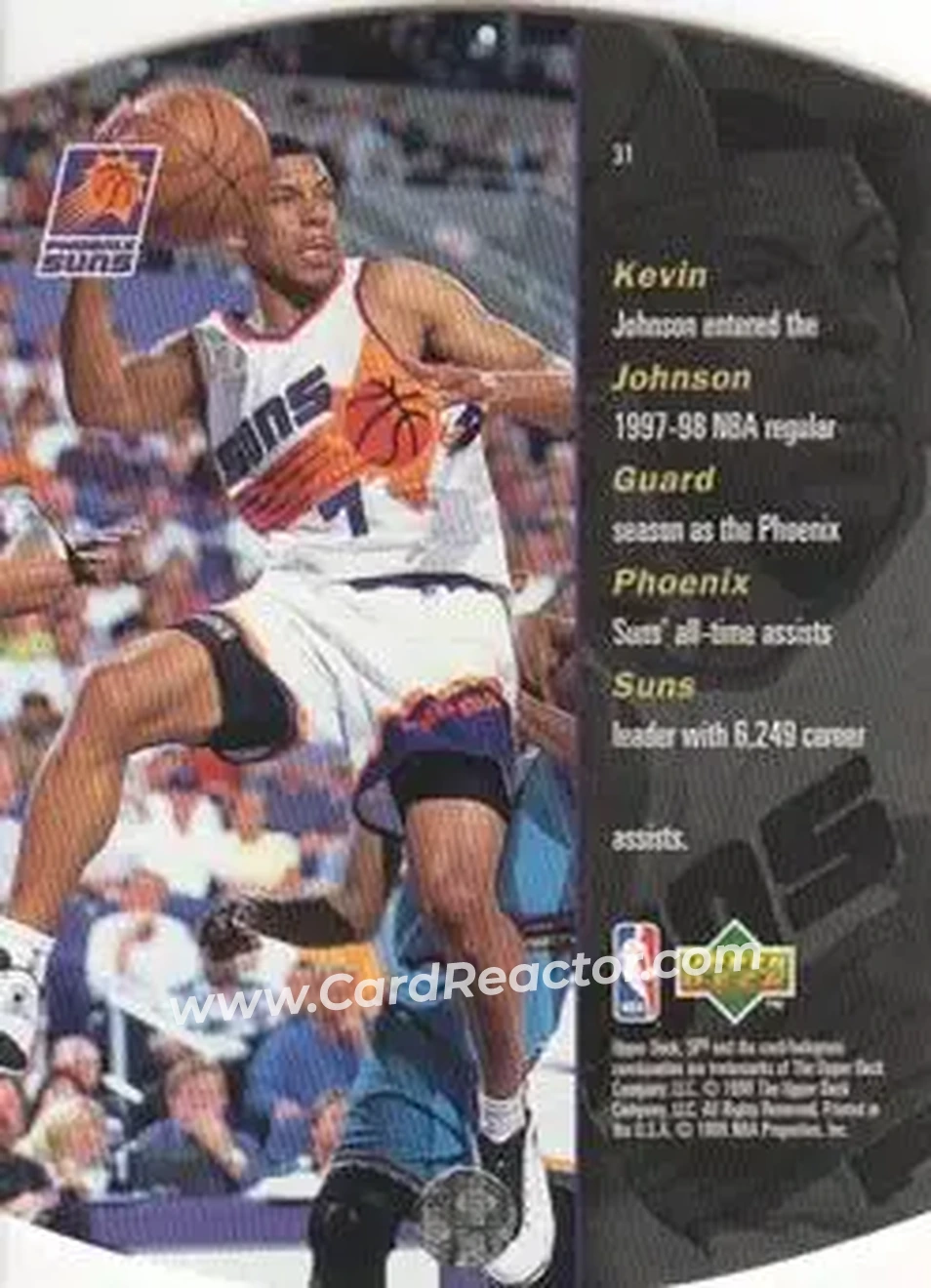 1997-98 SPx Basketball - Sky #31 - Kevin Johnson - Phoenix Suns - Back 1997-98 SPx Basketball - Sky #31 - Kevin Johnson - Phoenix Suns - Back