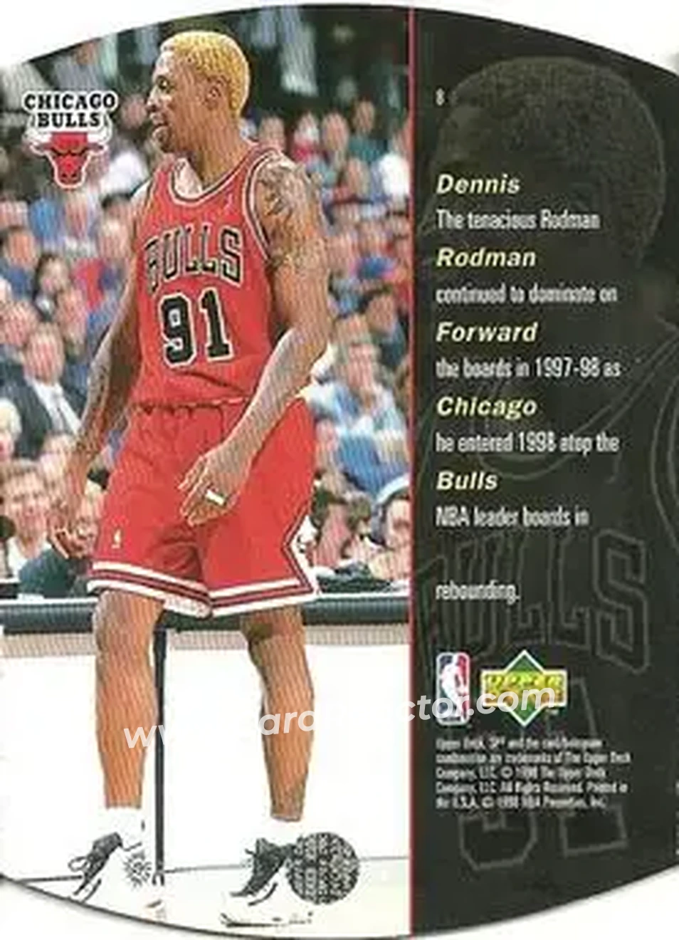 1997-98 SPx Basketball - Bronze #8 - Dennis Rodman - Chicago Bulls - Back 1997-98 SPx Basketball - Bronze #8 - Dennis Rodman - Chicago Bulls - Back