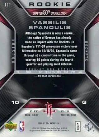 Achterkant van Vassilis Spanoulis