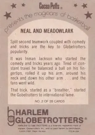 Curly Neal - Meadowlark Lemon - Harlem Globetrotters back