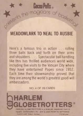 Meadowlark Lemon - Curly Neal - Geese Ausbie - Harlem Globetrotters back