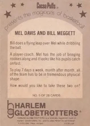 Mel Davis - Bill Meggett - Harlem Globetrotters back