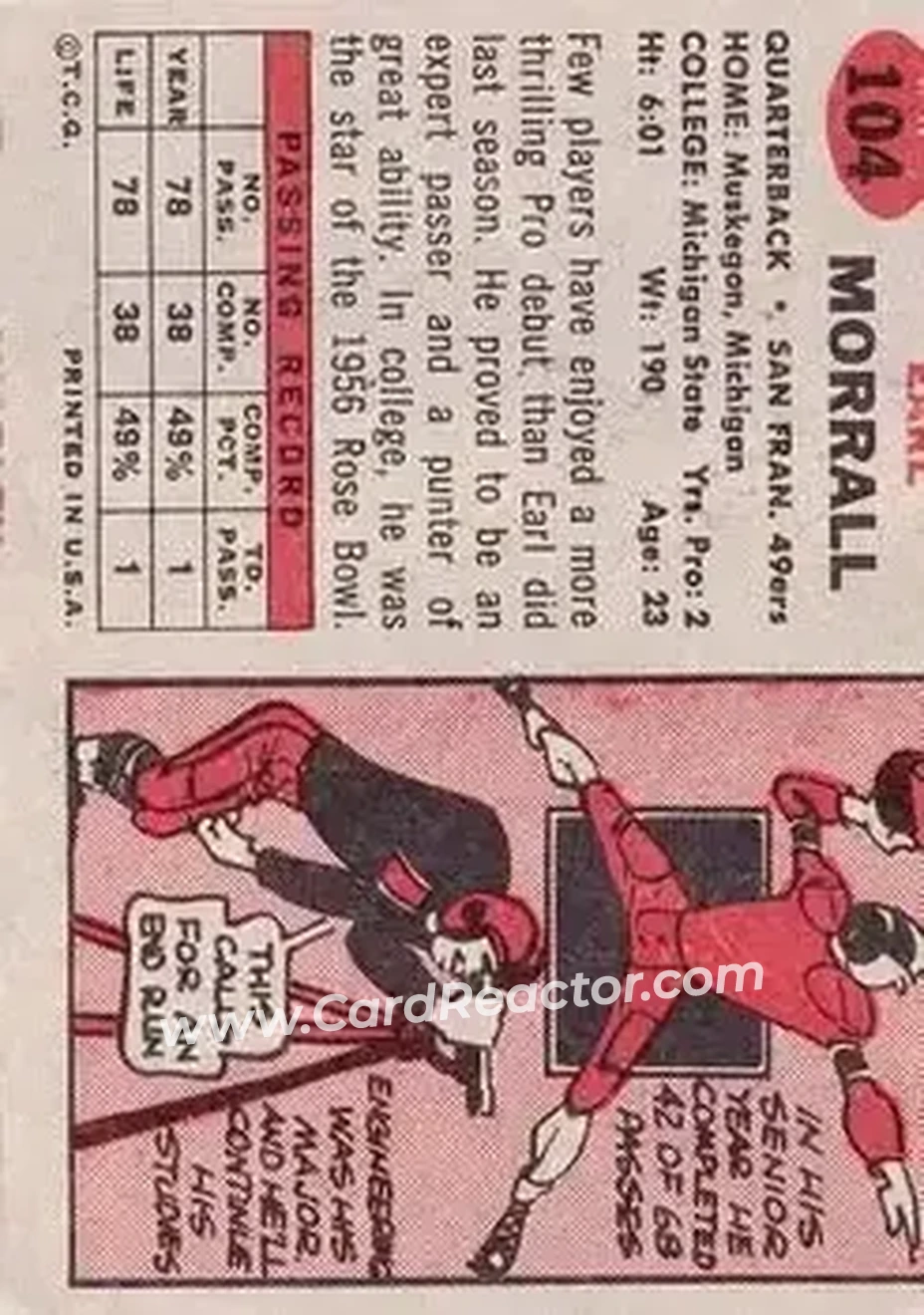 Back of Earl Morrall