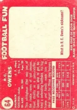 Back of R.C. Owens