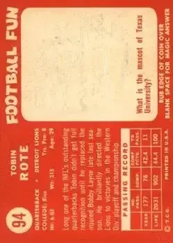 Back of Tobin Rote