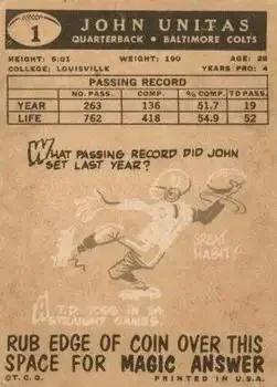 Back of John Unitas