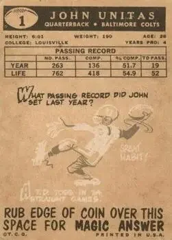 Back of John Unitas