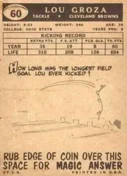 Back of Lou Groza