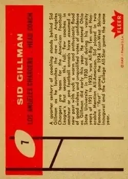 Back of Sid Gillman