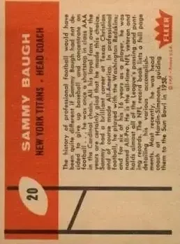 Back of Sammy Baugh